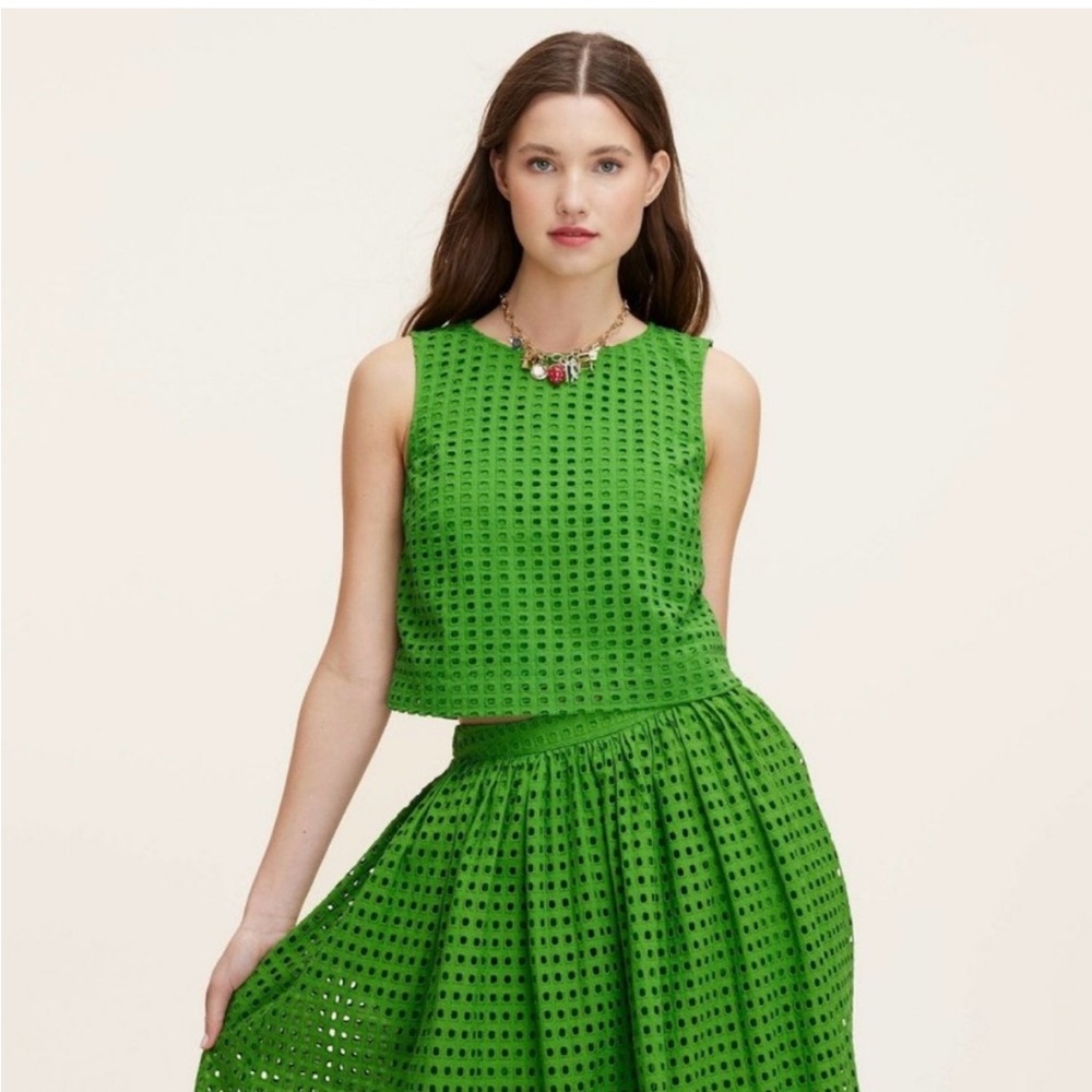 Kate Spade Green Eyelet Sleeveless Top new